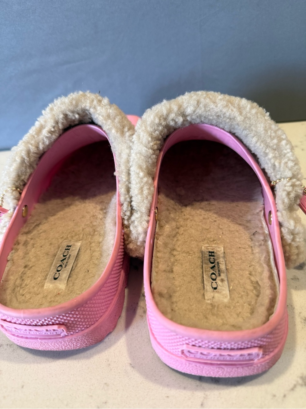 Coach Pink Slip-On Shearling-Trim Clogs - Picture 11 of 16